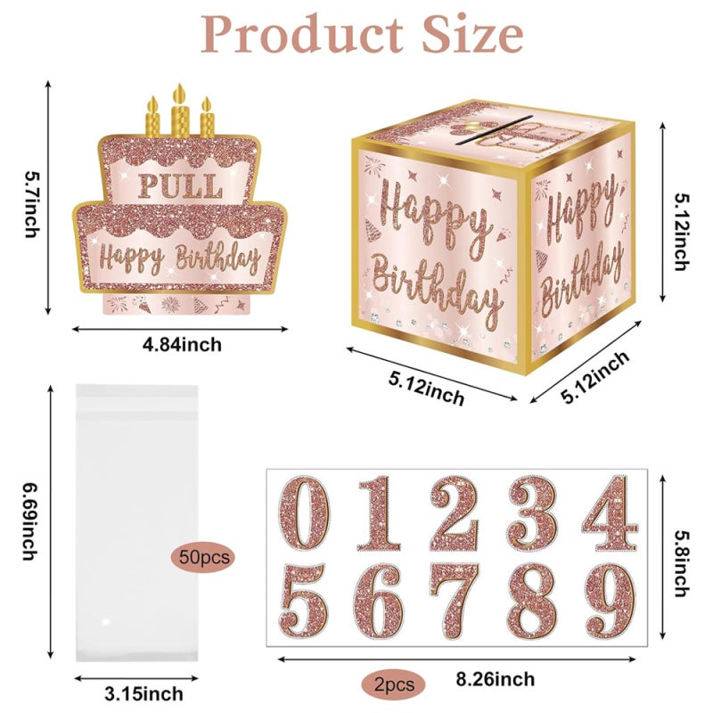 Birthday Gift Money Box: Pink Durable Corrugated Paper - Surprise Pull-Out Design Cash Gift for Birthday Loved Ones - Image 2