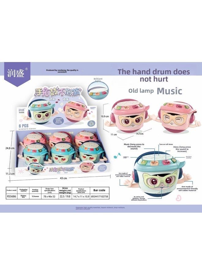 Internet Celebrity Children's Toy Hand-clapping Drum Puzzle Early Education Baby Music Clap Drum Tumbler Baby Toy Boys And Girls-Color:RS5686 Hand Drum Tumbler (6 In A Display Box) - Image 1