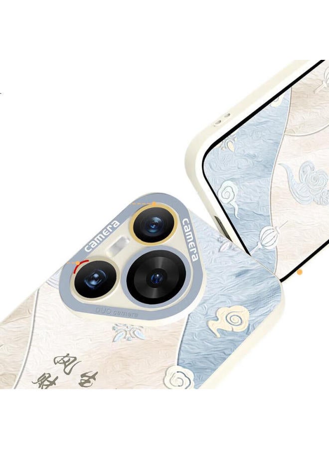 Xp Suitable For Huawei Pura70 Phone Case, Full Lens Protection, P70 Soft Shell, Heat Dissipation, Silicone, National Trend, For Men And Women, High-End Feel, Shockproof, With Lanyard, Protective Cover - Antique White, Everything Goes Well - Image 3