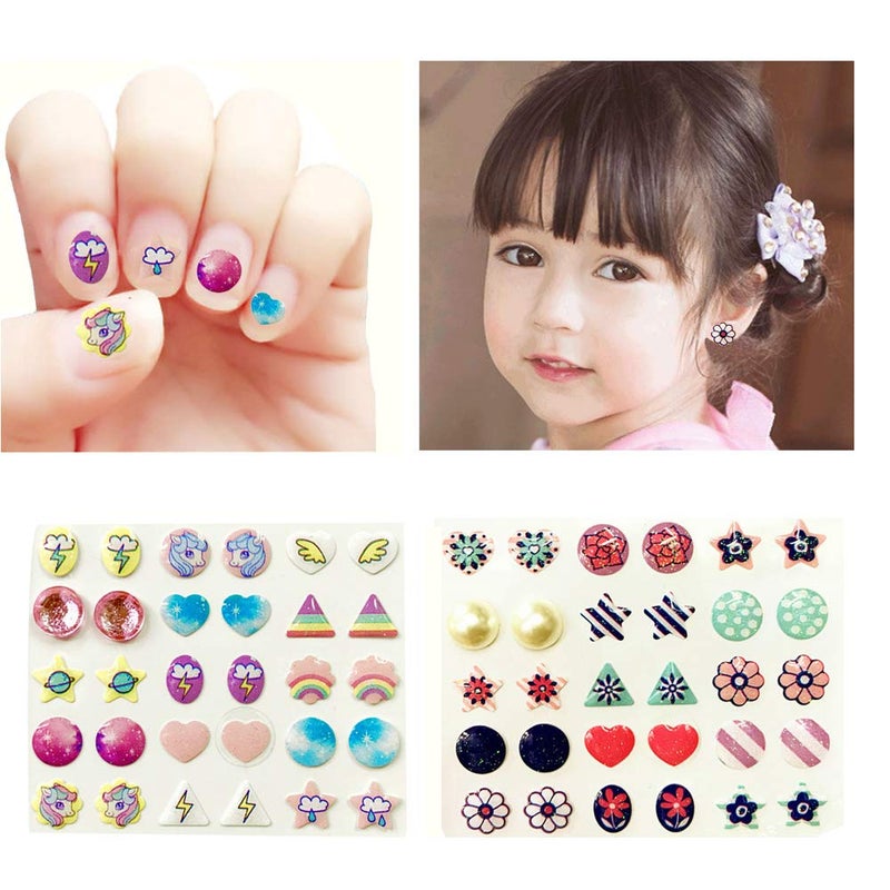 AUGSUN 240 Piece Sticker Earrings 3D Gems Girls Earrings Self-Adhesive Glitter Craft Crystal Stickers - Image 2
