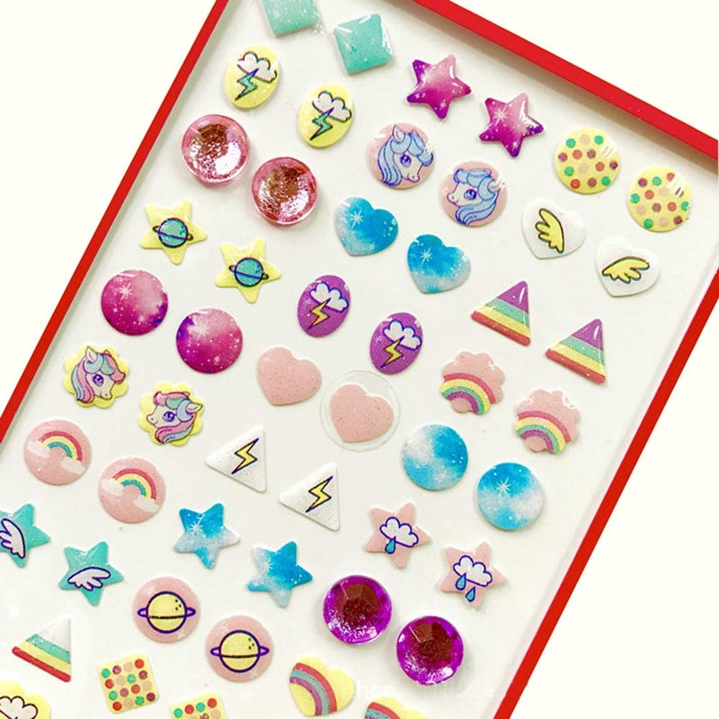 AUGSUN 240 Piece Sticker Earrings 3D Gems Girls Earrings Self-Adhesive Glitter Craft Crystal Stickers - Image 4