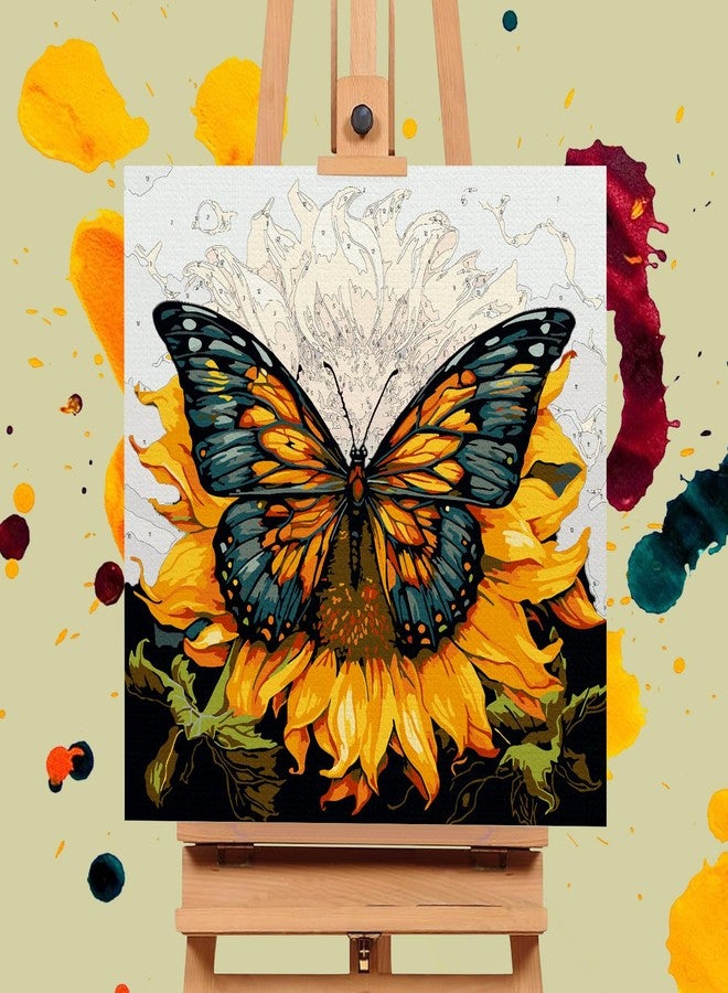 Offito Framed Paint by Numbers Kit for Adults Beginners & Kids Ages 8-12, Butterfly Sunflower Acrylic Easy Paint by Number with Frame, Paint by Number Kits on Canvas Framed (10 * 10 Inch, without Easel) - Image 4