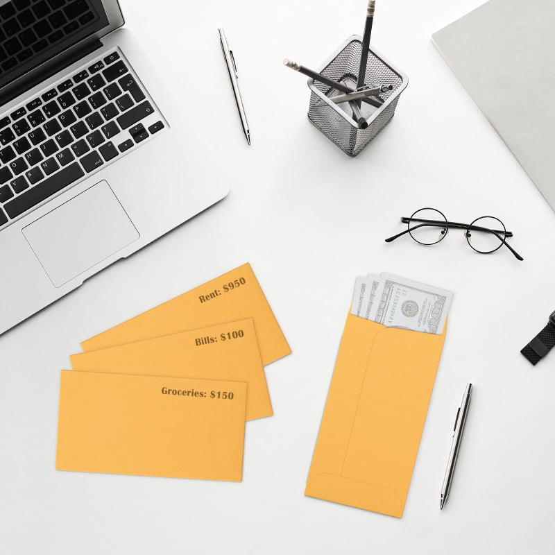 ValBox 3.5x6.5 Money Envelopes, Brown Kraft #7 Coin Envelopes, Small Parts Envelope with Gummed Flap for Seed, Cash, Budgeting (Pack of 100) - Image 5