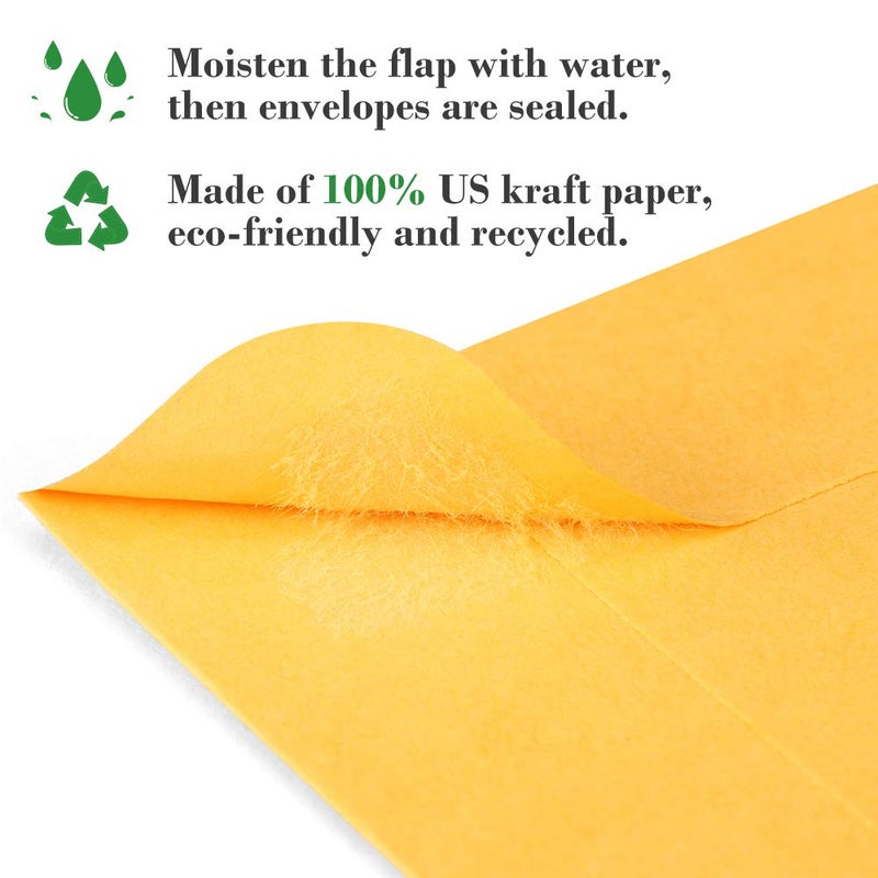 ValBox 3.5x6.5 Money Envelopes, Brown Kraft #7 Coin Envelopes, Small Parts Envelope with Gummed Flap for Seed, Cash, Budgeting (Pack of 100) - Image 3