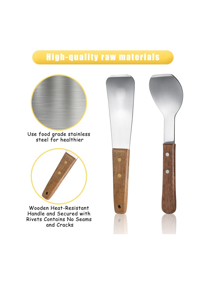 SOLARAE Ice Cream Shovel, Ice Cream Scoop, 2 PCS Stainless Steel Ice Cream Shovel, with Wooden Handle, Dessert Spade, Butter Cutter, Flat Ice Cream Metal Spade, for Dining Kitchen Utensil, Home Commercial - Image 3
