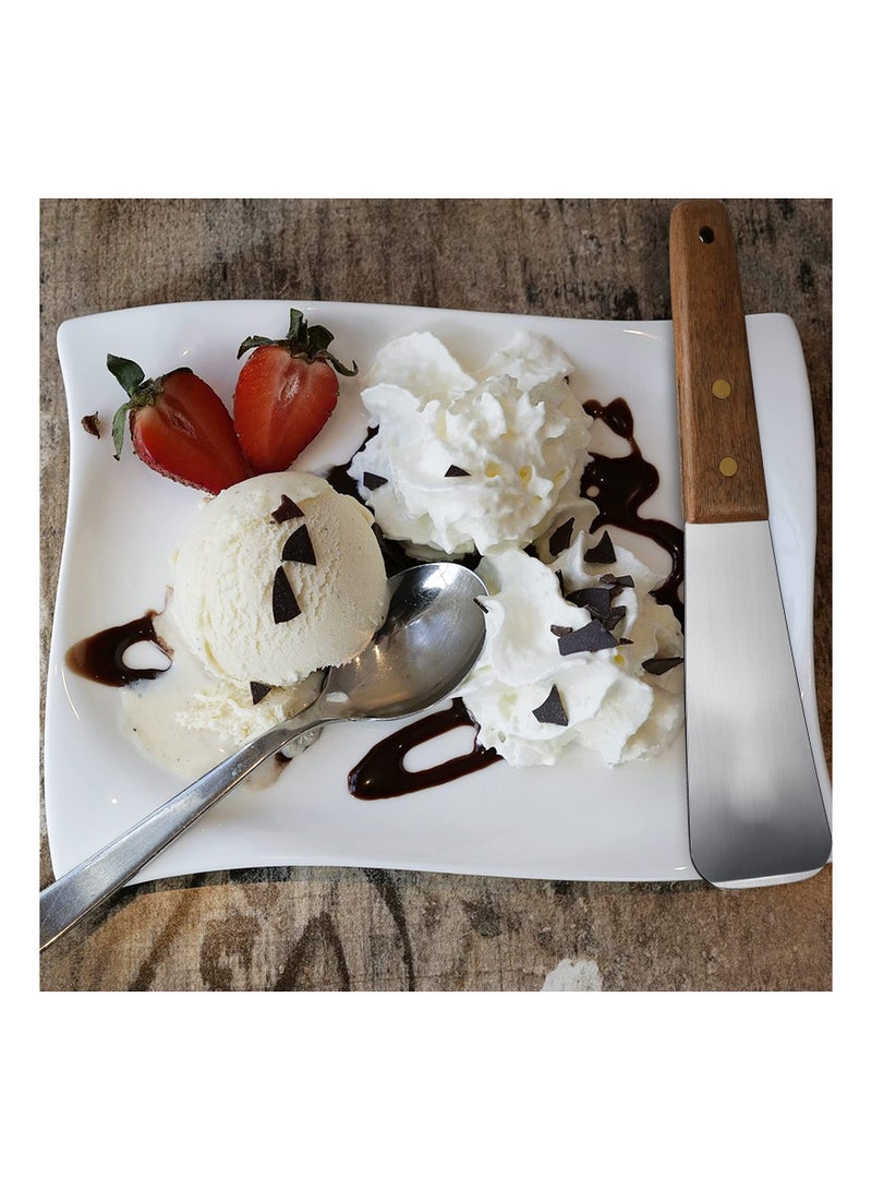 SOLARAE Ice Cream Shovel, Ice Cream Scoop, 2 PCS Stainless Steel Ice Cream Shovel, with Wooden Handle, Dessert Spade, Butter Cutter, Flat Ice Cream Metal Spade, for Dining Kitchen Utensil, Home Commercial - Image 5