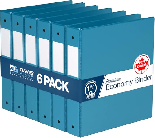 Davis Group Premium Economy 6-Pack 3-Ring Binders for School or Office, Round-Ring Binders, 1.5 Inch, Turquoise - Image 1