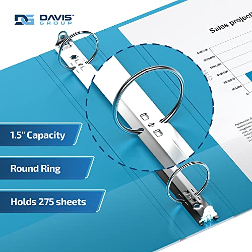 Davis Group Premium Economy 6-Pack 3-Ring Binders for School or Office, Round-Ring Binders, 1.5 Inch, Turquoise - Image 2