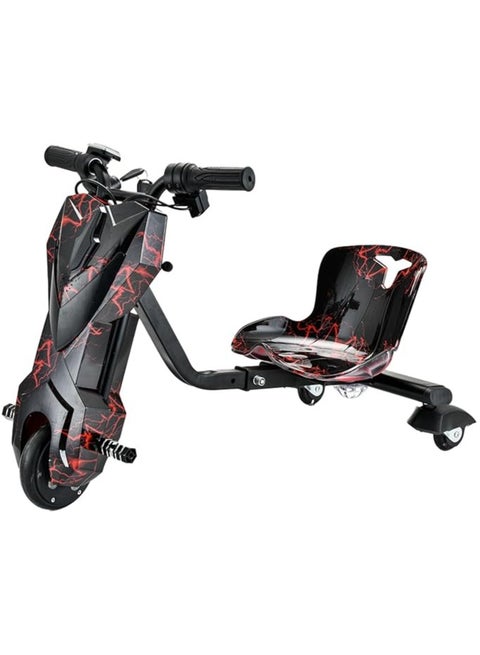 36V Drifting Electric Scooter, Adjustable Bluetooth 360 Degree 3-Wheel Scooter Drift With Helmet Pad Set for Children/Adult (Black/Red)