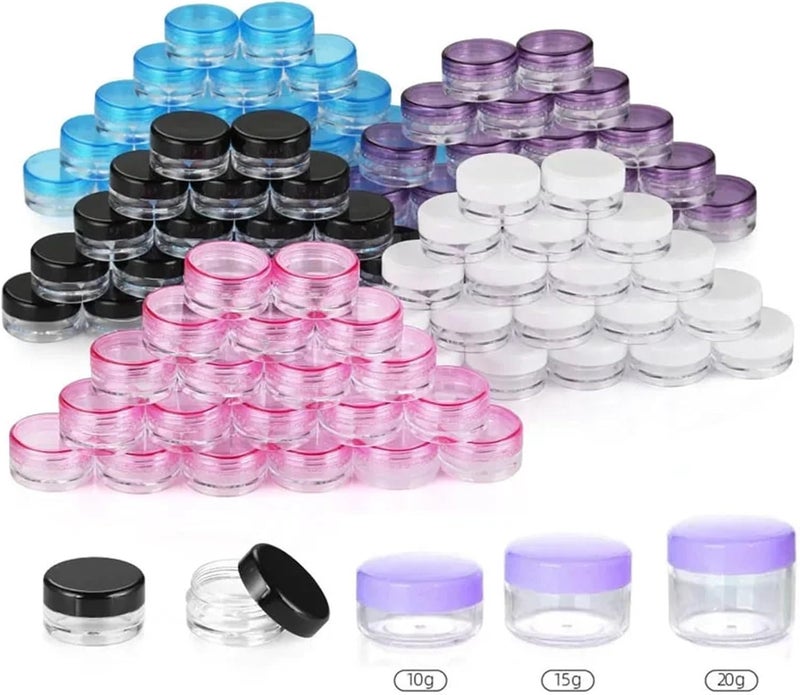 Lip Scrub Containers 60PCS Empty 2g - 20g Travel Small Colorful Covers Clear Plastic Cosmetic Pot Jars With Lids(Black,3g) - Image 2