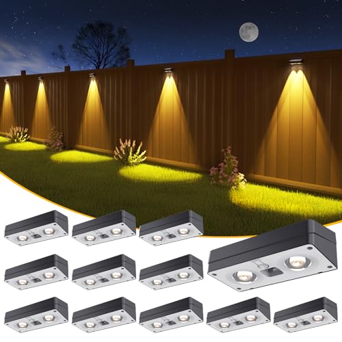 JOFIOS Solar Fence Lights 12 Pack, 50 Lumens Outdoor Fence Solar Lights with 12 Modes RGB Color Glow LED Solar Lights Outdoor Waterproof, Solar Lights for Patio, Backyard, Deck, Fence, Railing. - Image 1