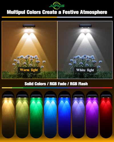 JOFIOS Solar Fence Lights 12 Pack, 50 Lumens Outdoor Fence Solar Lights with 12 Modes RGB Color Glow LED Solar Lights Outdoor Waterproof, Solar Lights for Patio, Backyard, Deck, Fence, Railing. - Image 4