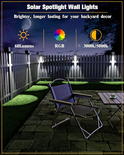 JOFIOS Solar Fence Lights 12 Pack, 50 Lumens Outdoor Fence Solar Lights with 12 Modes RGB Color Glow LED Solar Lights Outdoor Waterproof, Solar Lights for Patio, Backyard, Deck, Fence, Railing. - Image 2