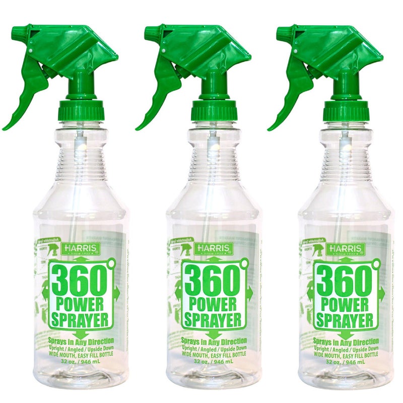 HARRIS Professional Wide Mouth 32oz Empty Spray Bottles for Cleaning Solutions (3-Pack), All-Purpose with Clear Finish, Pressurized Sprayer, Adjustable Nozzle and Measurements - Image 1