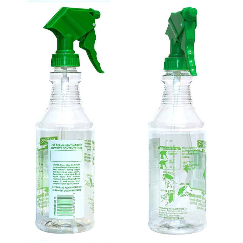 HARRIS Professional Wide Mouth 32oz Empty Spray Bottles for Cleaning Solutions (3-Pack), All-Purpose with Clear Finish, Pressurized Sprayer, Adjustable Nozzle and Measurements - Image 4