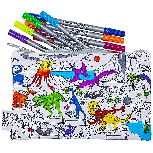 eatsleepdoodle DIY Coloring Dinosaur Pencil Case for Kids with 10pcs Washable Markers Reusable Art Supply Organizer Fun Arts Crafts Activity for Boys Girls Creative Gift Idea for Ages - Image 1