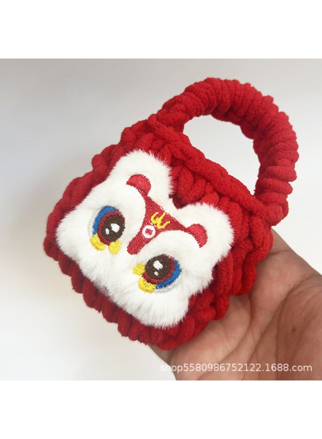 Cartoon Plush Handmade Knitted Coin Purse Storage Bag Bluetooth Headset Protective Case Children's Cute Pendant Small Schoolbag-Color:Yellow - Image 3