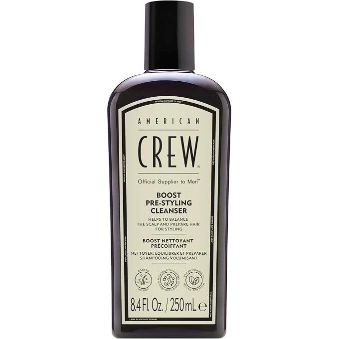 AMERICAN CREW Men's Pre Styler Boost Shampoo for Fine & Thin Hair, Instantly Volumizing Formula, Adds Volume, Lift, & Shine, Vegan, 8.4 fl oz - Image 1
