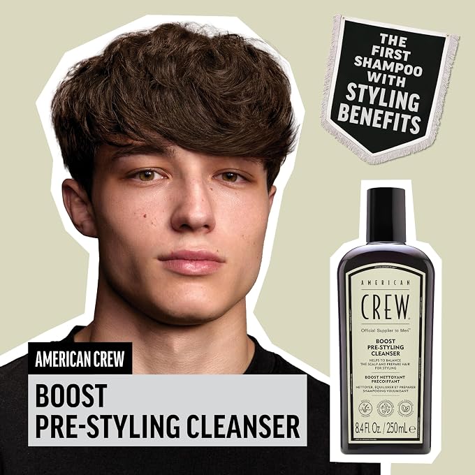 AMERICAN CREW Men's Pre Styler Boost Shampoo for Fine & Thin Hair, Instantly Volumizing Formula, Adds Volume, Lift, & Shine, Vegan, 8.4 fl oz - Image 2