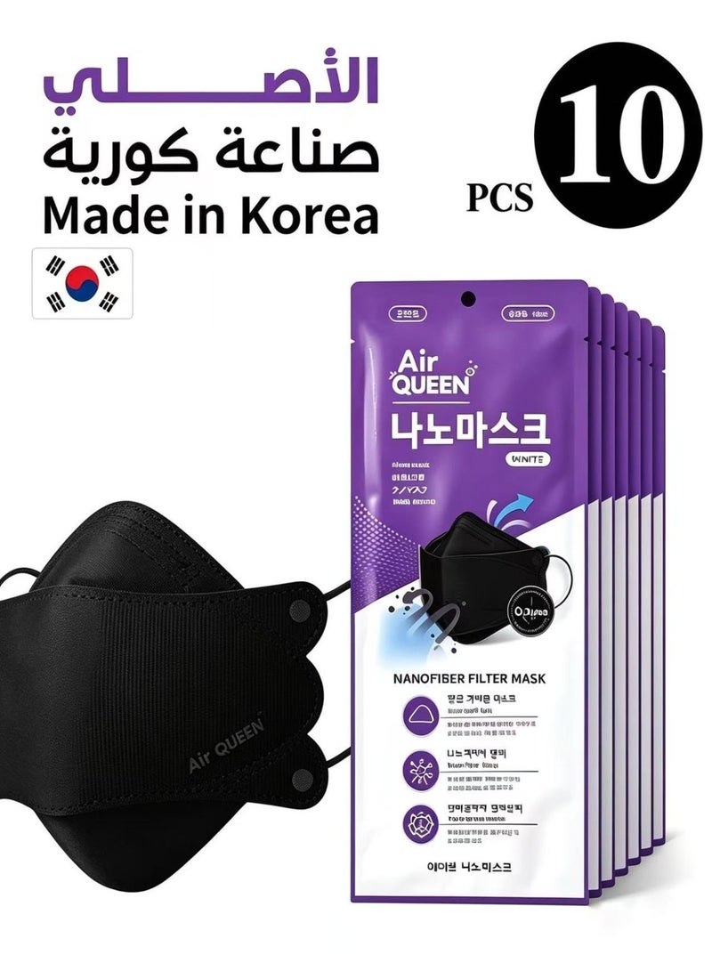 Air QUEEN Black 10-pack Korean Air Queen Nano Mask - Image 1
