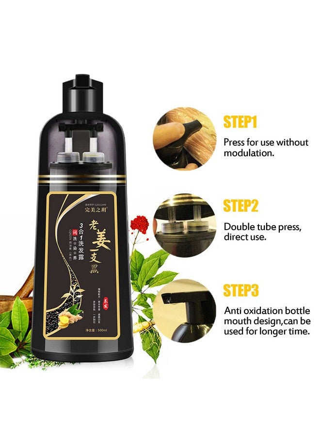 GURKOOYD Natural Black Hair Dye Shampoo 3 In 1 Instant Hair Color Shampoo For Women Hair Color Shampoo For Gray Hair Coverage Champu Con Tinte Para Canas In Minutes (Black)  - Image 4