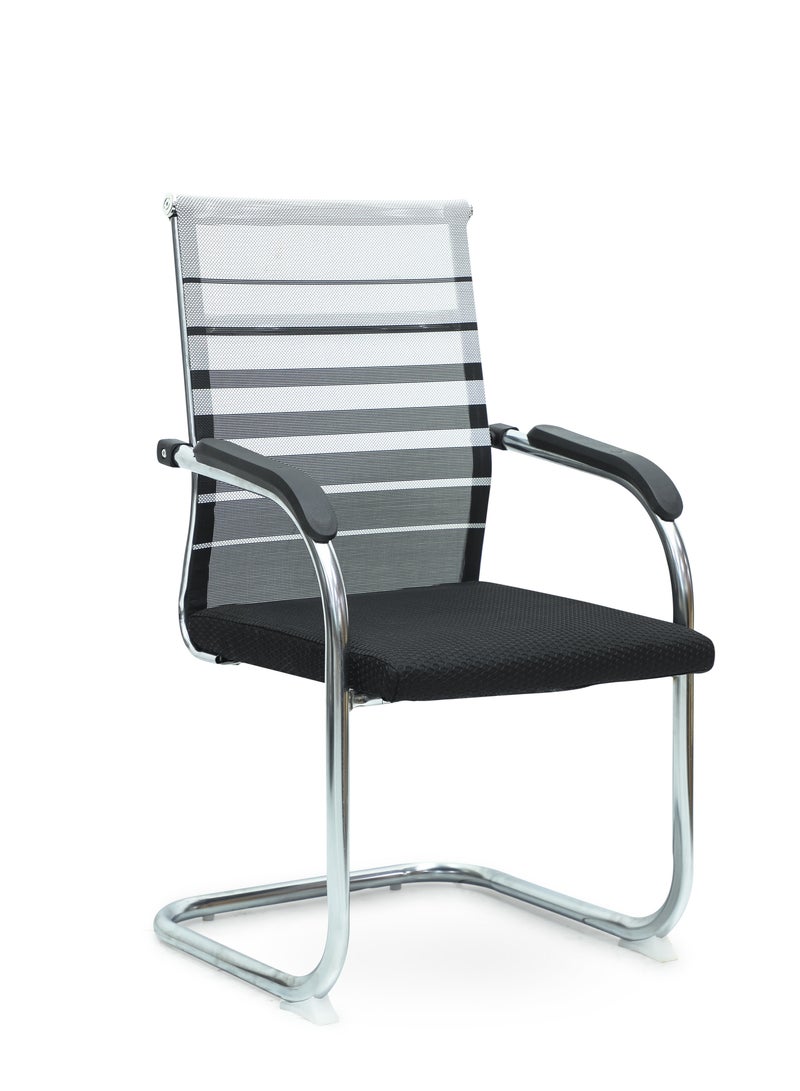 مالتي هوم فيرنيتشر كرسي مكتب متعدد الاستخدامات من Multi Home Furniture، ثنائي اللون (أبيض وأسود) - كرسي مريح بإطار معدني مطلي بالكروم، ومقعد من قماش شبكي، ومساند ذراع بلاستيكية مريحة، تصميم عصري مناسب للمكاتب، والاستقبال، وغرف الانتظار، وكراسي للزوار - Image 1