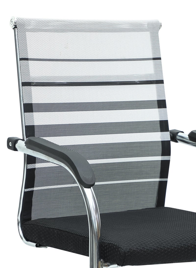 مالتي هوم فيرنيتشر كرسي مكتب متعدد الاستخدامات من Multi Home Furniture، ثنائي اللون (أبيض وأسود) - كرسي مريح بإطار معدني مطلي بالكروم، ومقعد من قماش شبكي، ومساند ذراع بلاستيكية مريحة، تصميم عصري مناسب للمكاتب، والاستقبال، وغرف الانتظار، وكراسي للزوار - Image 5
