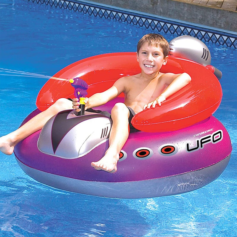 SWIMLINE ORIGINAL Inflatable UFO Spaceship Pool Float Ride On With Fun Constant Flow Laser Ray Gun Water Squirter For Kids  Cool Retro Style  For Beach Ocean Pool Lake  Extra Thick Large Floatie - Image 3
