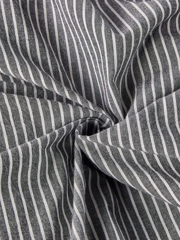 كاكا Line Striped Natural Cotton Double Duvet Cover Set