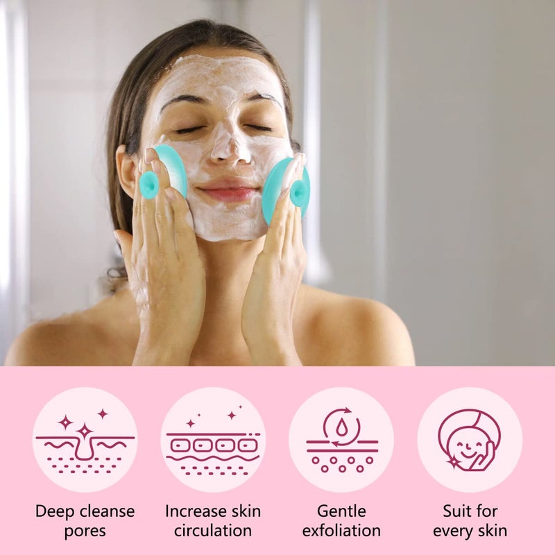 Yokilly Silicone Face Scrubber, 2pcs Exfoliating Lip Brush, 2pcs Face Cleansing Brush & Silicone Facial Mask Brush Exfoliator Blackhead Skin Care Tool - Image 3