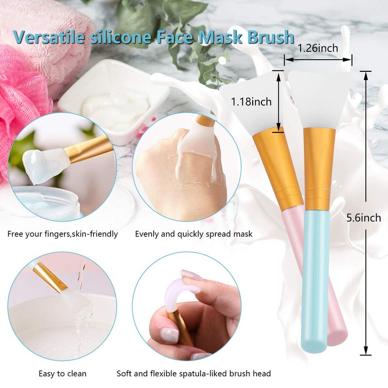 Yokilly Silicone Face Scrubber, 2pcs Exfoliating Lip Brush, 2pcs Face Cleansing Brush & Silicone Facial Mask Brush Exfoliator Blackhead Skin Care Tool - Image 2