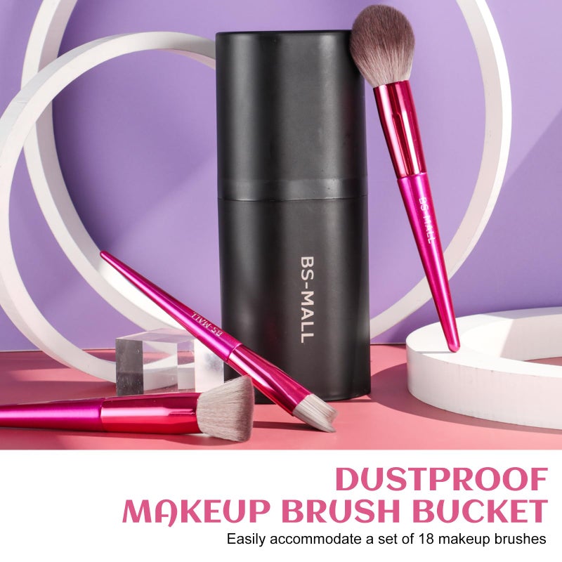 BS Mall BS-MALL Makeup Brush Set 18 Pcs Premium Synthetic Foundation Powder Concealers Eye shadows Blush Makeup Brushes with black case - Image 3