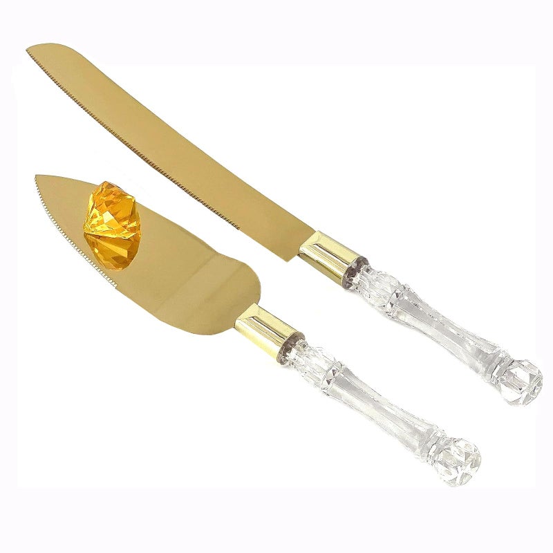Adorox Wedding Cake Knife and Cake Cutter Stainless Steel Cake Cutting Set Cake Server and Knife Set for Wedding Birthday Anniversary Christmas Gift Gold