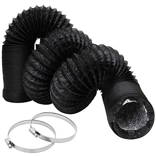APACALI 3Inch Flexible Ducting Hose 16.5 feet Black Aluminum Ducting Dryer Vent Hose with 2 Screw Clamps for Heating Ventilation Air Conditioning (HVAC), Boat Blower, Exhaust Grow Tents - Image 1
