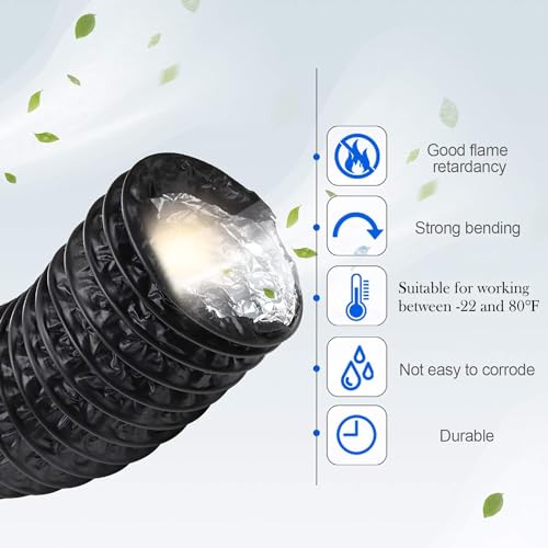 APACALI 3Inch Flexible Ducting Hose 16.5 feet Black Aluminum Ducting Dryer Vent Hose with 2 Screw Clamps for Heating Ventilation Air Conditioning (HVAC), Boat Blower, Exhaust Grow Tents - Image 3