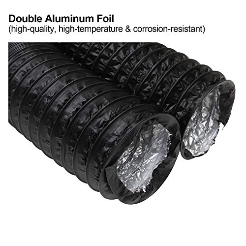 APACALI 3Inch Flexible Ducting Hose 16.5 feet Black Aluminum Ducting Dryer Vent Hose with 2 Screw Clamps for Heating Ventilation Air Conditioning (HVAC), Boat Blower, Exhaust Grow Tents - Image 5