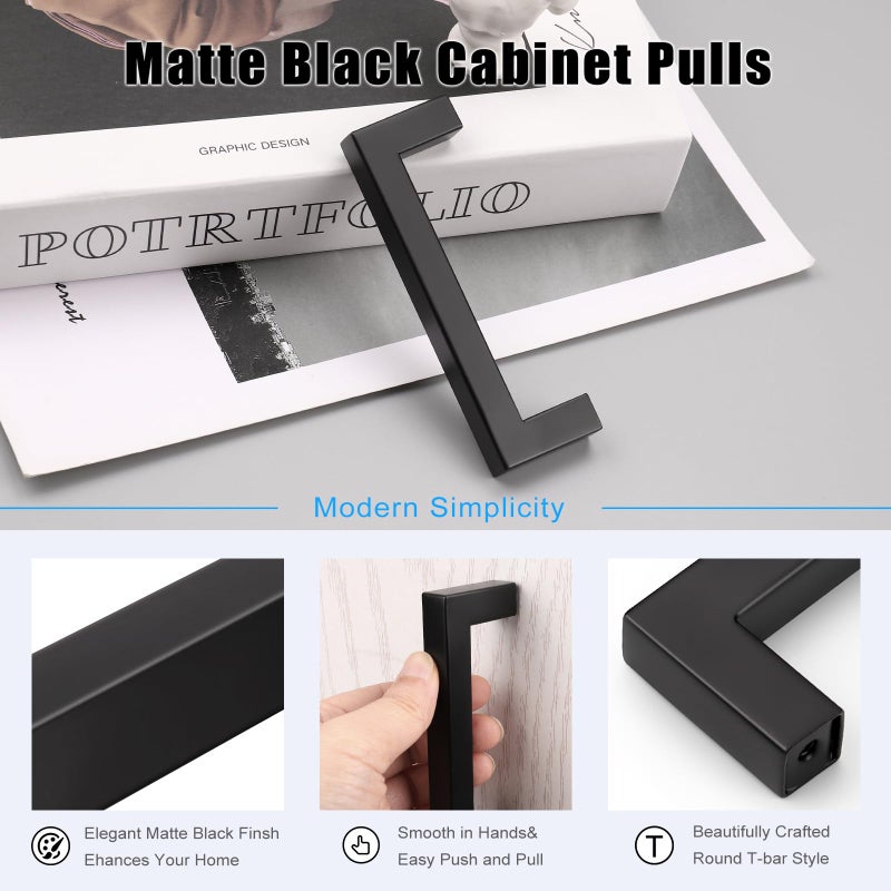 Knobwell 25 Pack 4 Inch Black Dresser Drawer Pulls 102Mm Kitchen Cupboard Handles For Furniture Dresser Drawer Wardrobe Vanity Overall Length 4-1/2"" - Image 4