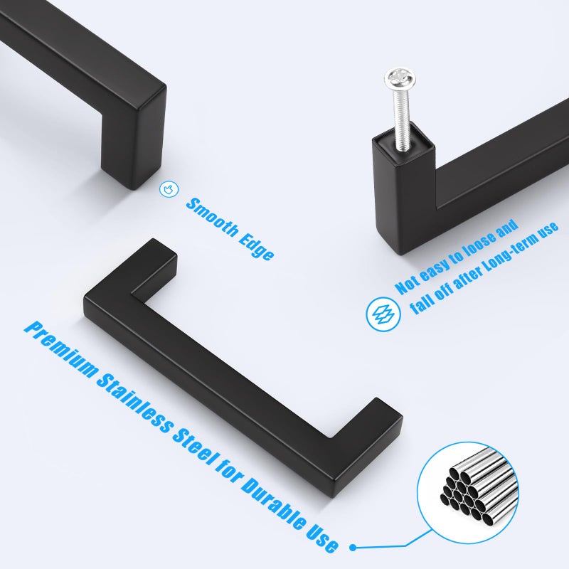 Knobwell 25 Pack 4 Inch Black Dresser Drawer Pulls 102Mm Kitchen Cupboard Handles For Furniture Dresser Drawer Wardrobe Vanity Overall Length 4-1/2"" - Image 5