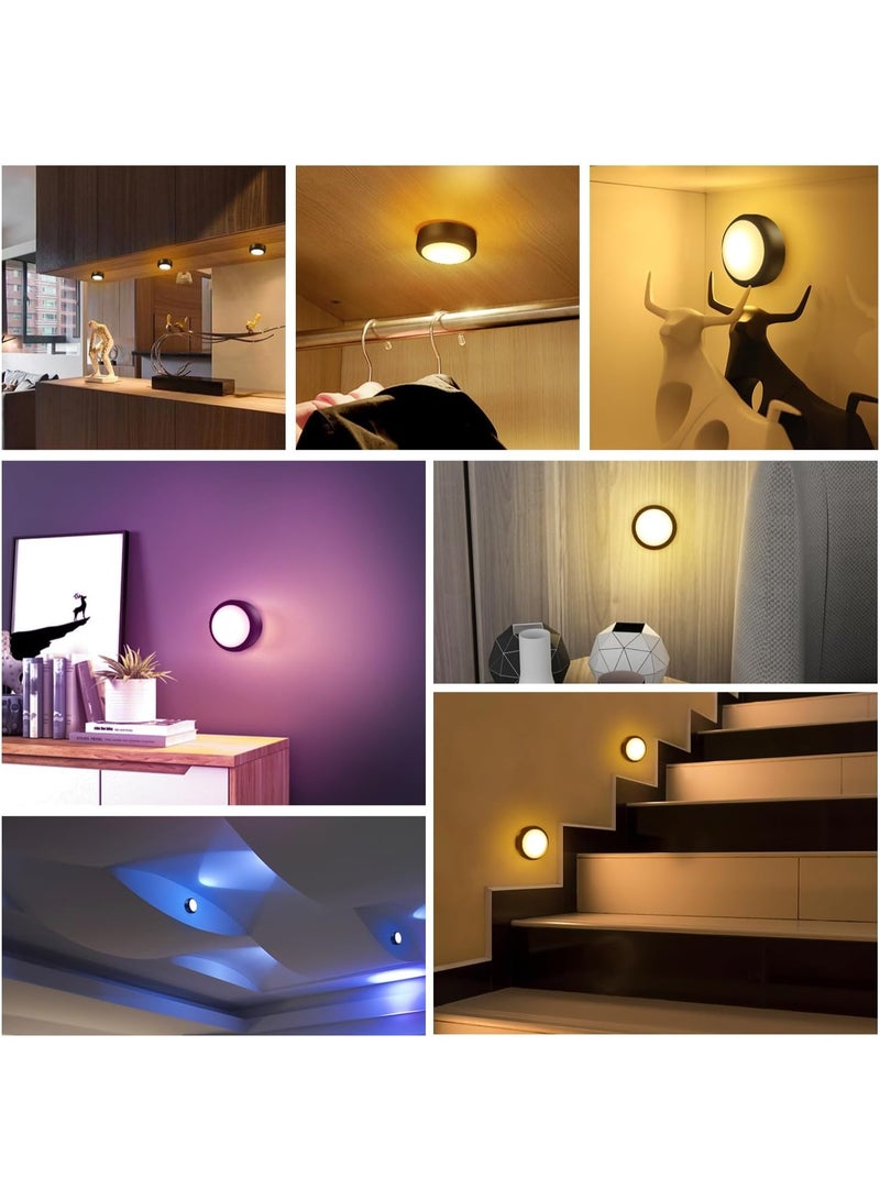 DUNISO 6 قطع أضواء باك مع 2 جهاز تحكم عن بعد، إضاءة LED تحت الخزائن لاسلكية، أضواء ليلية تعمل بالبطارية، توفير المساحة، توفير الطاقة، للخزانة، المطبخ، الجدار، الطاولة، أسود - Image 4