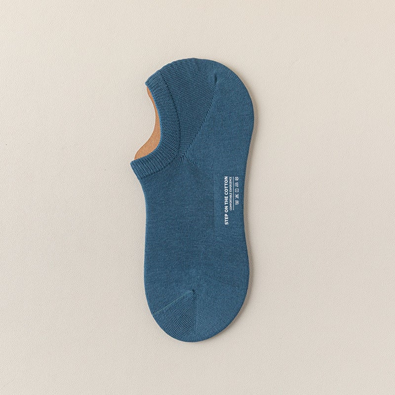 جوارب للرجال من القطن الخالص جوارب قارب غير مرئية مع سيليكون غير قابل للانزلاق وغير سقط لون صلب ماص للعرق قابل للتنفس ومضاد للرائحة 659 بني فاتح ساطع - Image 3