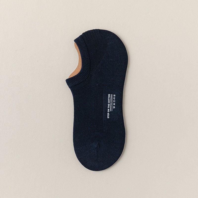 جوارب للرجال من القطن الخالص جوارب قارب غير مرئية مع سيليكون غير قابل للانزلاق وغير سقط لون صلب ماص للعرق قابل للتنفس ومضاد للرائحة 659 بني فاتح ساطع - Image 4