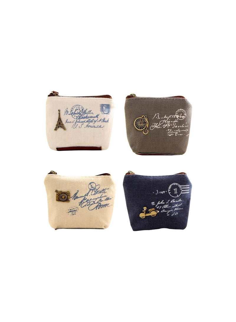 GGOOT Canvas Coin Purse Mini Zipper Wallet Coin Bag,Pack of 4  - Image 1
