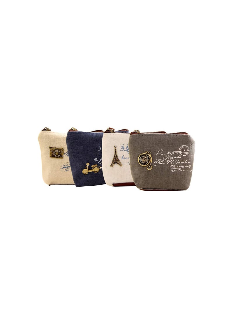 GGOOT Canvas Coin Purse Mini Zipper Wallet Coin Bag,Pack of 4  - Image 2