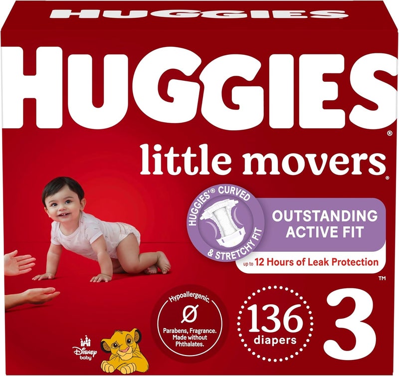 HUGGIES حفاضات هاجيز ليتل موفرز مقاس 3 - 136 قطعة - Image 1