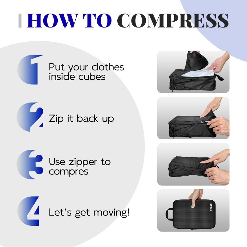 XBLGX 6 Set Compression Packing Cubes for Travel, Suitcases and Carry On, Luggage Organizer Bags for Travel Accessories - Image 5