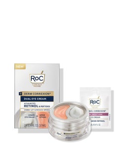 RoC RoC Derm Correxion Dual Eye Cream with Advanced Retinol + Peptides for Puffy Eyes and Dark Circles, (.68 oz) with Retinol Eye Cream Packette  - Image 1