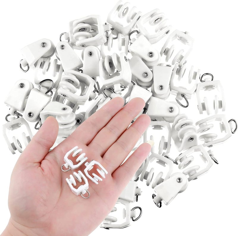 Jetec Curtain Track Rollers Ceiling Curtain Track Hooks Flexible Bendable Clips 11 mm White Plastic Drapery Rail Gliders with Hooks for Shower Window(25 Pieces) - Image 3