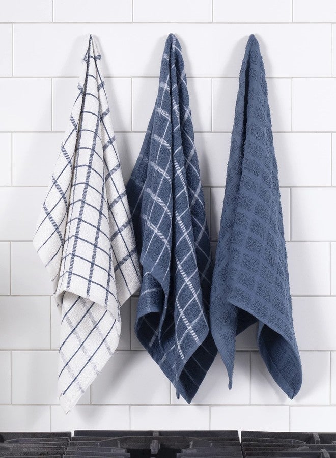 Ritz Premium 100% Cotton Terry Check Kitchen Dish Towels - Highly Absorbent, Super Soft, Long-Lasting, 25"x15", 3-Pack, Federal Blue - Image 5