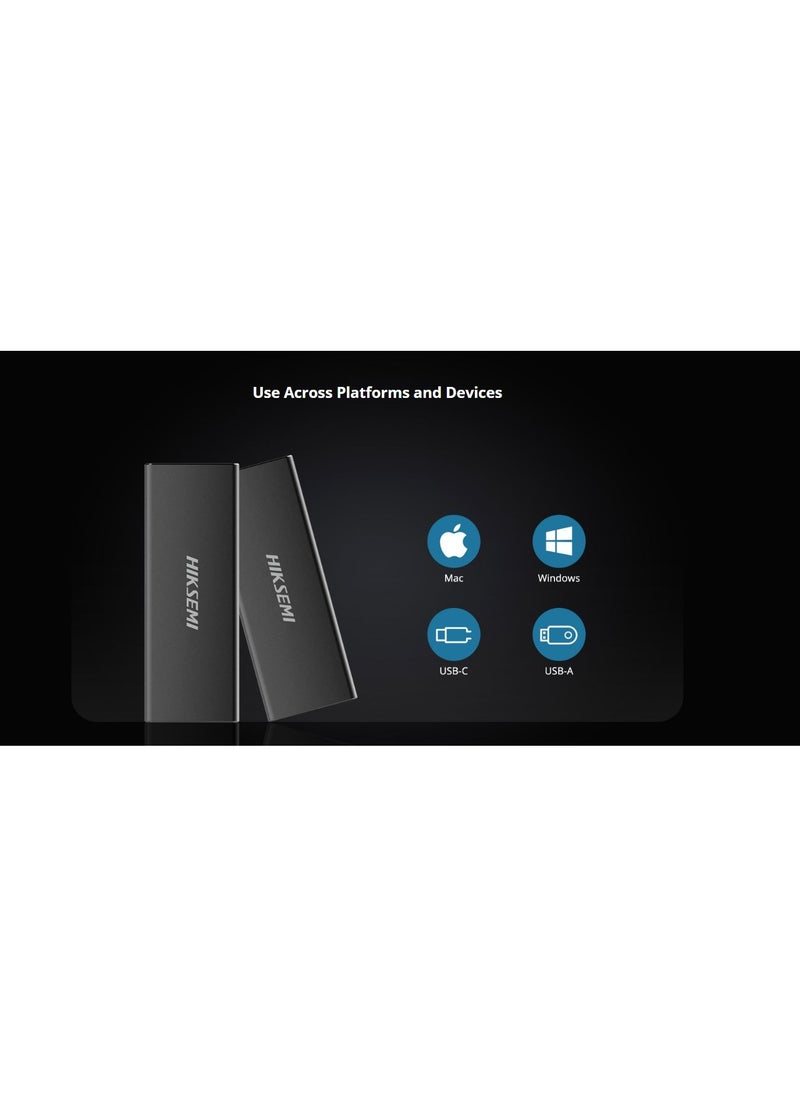 هيكسيمي - هارد SSD خارجي 256 جيجابايت/USB 3.1 ، نوع سي، سرعة قراءة تصل إلى 450 ميجابايت/ثانية، سرعة كتابة 400 ميجابايت/ثانية، - Image 1