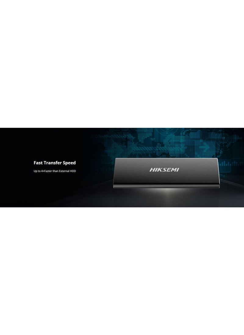 هيكسيمي - هارد SSD خارجي 256 جيجابايت/USB 3.1 ، نوع سي، سرعة قراءة تصل إلى 450 ميجابايت/ثانية، سرعة كتابة 400 ميجابايت/ثانية، - Image 1